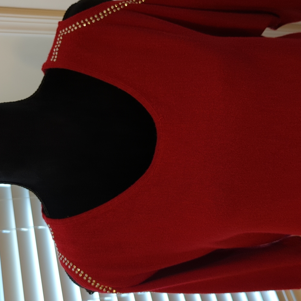 Red Sweater with Silver Details